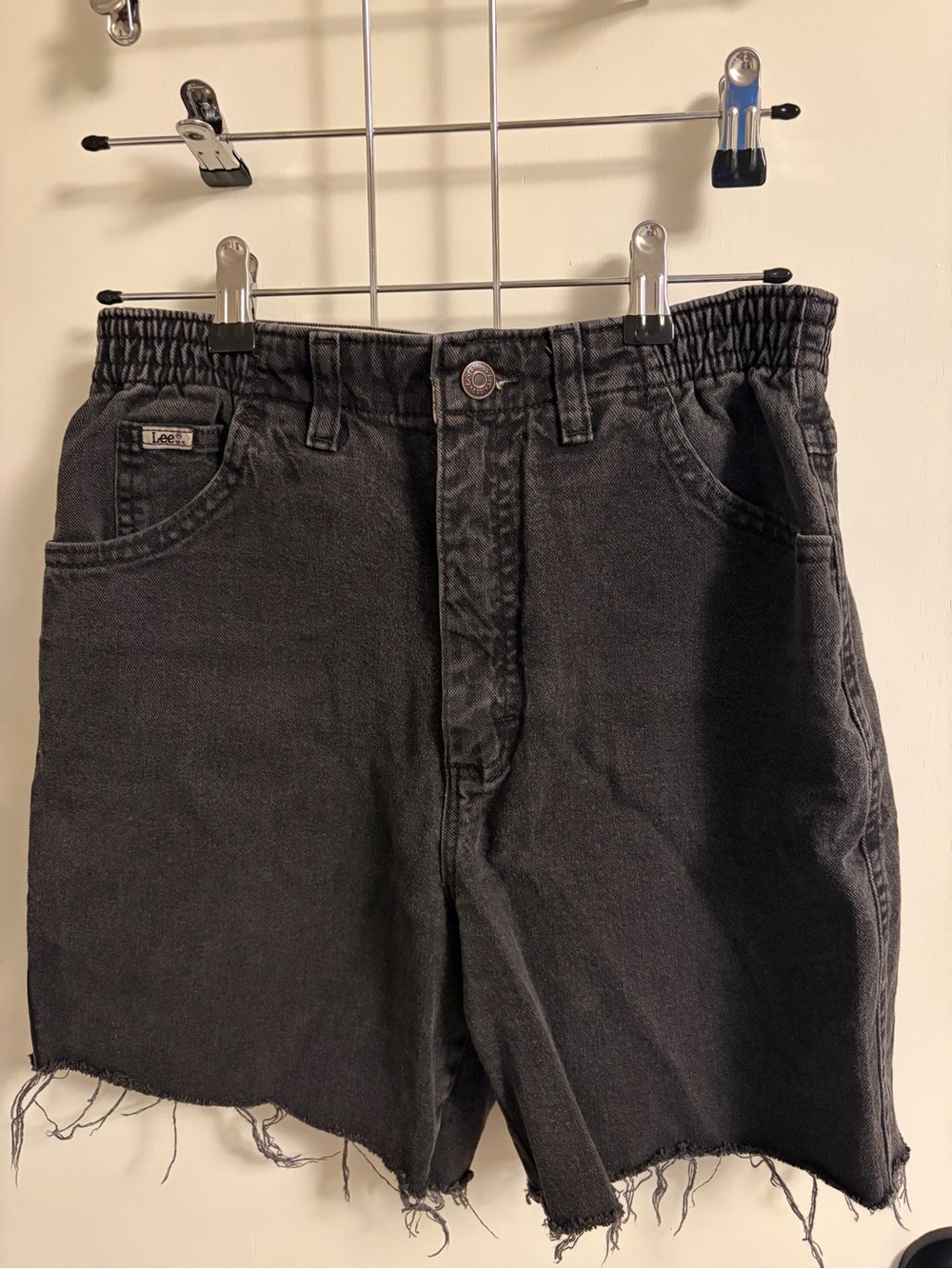Lee Men’s Black Denim Cutoff Shorts with Elastic Waist